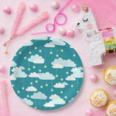 Cute Falling Stars & Clouds Pattern Papieren Bordje (Feest)