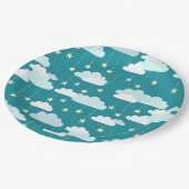 Cute Falling Stars & Clouds Pattern Papieren Bordje (Gekanteld)