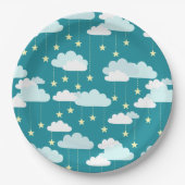 Cute Falling Stars & Clouds Pattern Papieren Bordje (Voorkant)