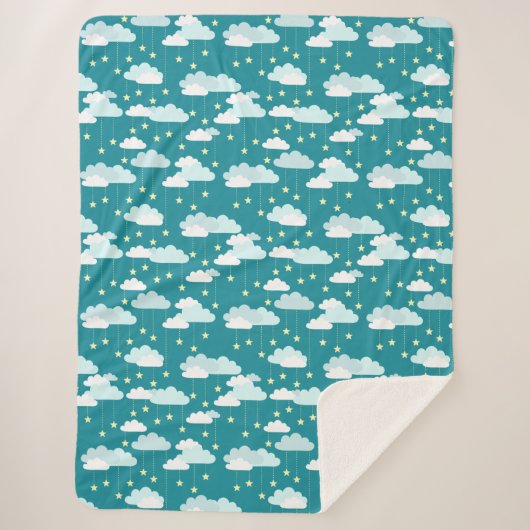 Cute Falling Stars & Clouds Pattern Sherpa Deken (Voorkant)