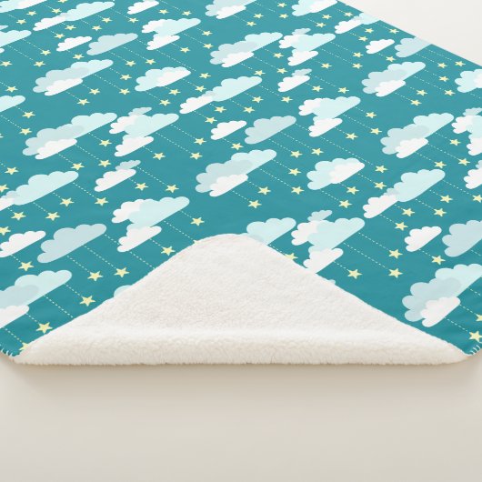 Cute Falling Stars & Clouds Pattern Sherpa Deken (3/4)