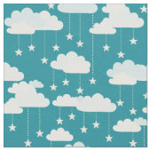 Cute Falling Stars & Clouds Pattern Stof (Close Up)