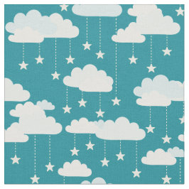 Cute Falling Stars & Clouds Pattern Stof