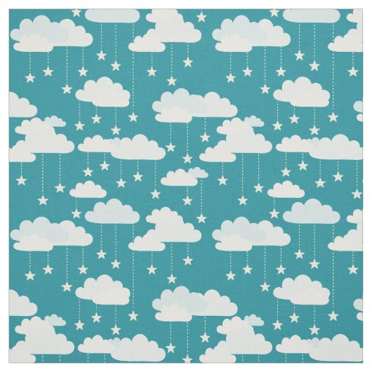 Cute Falling Stars & Clouds Pattern Stof (Swatch)