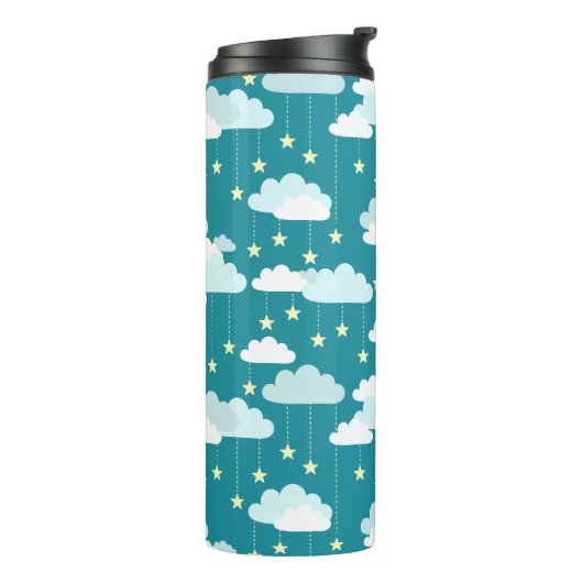 Cute Falling Stars & Clouds Pattern Thermosbeker (Gedraaid links)