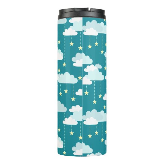 Cute Falling Stars & Clouds Pattern Thermosbeker (Achterkant)
