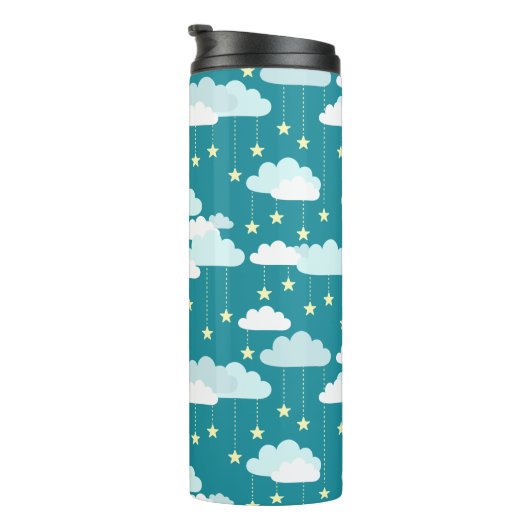 Cute Falling Stars & Clouds Pattern Thermosbeker (Geroteerd rechts)