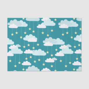 Cute Falling Stars & Clouds Pattern Tissuepapier