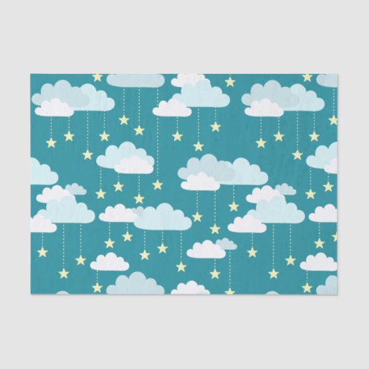 Cute Falling Stars & Clouds Pattern Tissuepapier (Voorkant)