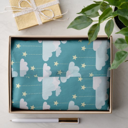 Cute Falling Stars & Clouds Pattern Tissuepapier (Geschenk)