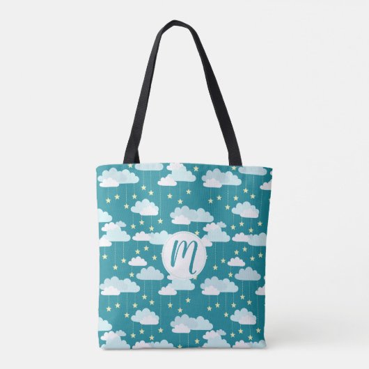 Cute Falling Stars & Clouds Pattern Tote Bag (Achterkant)