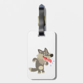 Cute Famated Cartoon Wolf Bagagelabel (Achterkant verticaal)