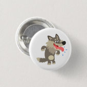 Cute Famated Cartoon Wolf Button Badge (Voorkant /achterkant)