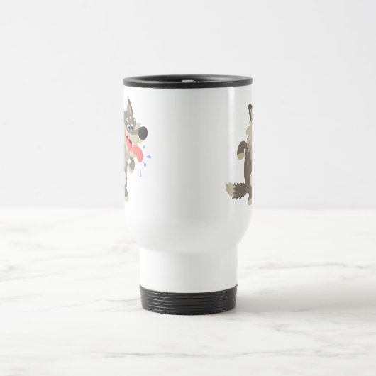 Cute Famated Cartoon Wolf Commuter Mok (Center)