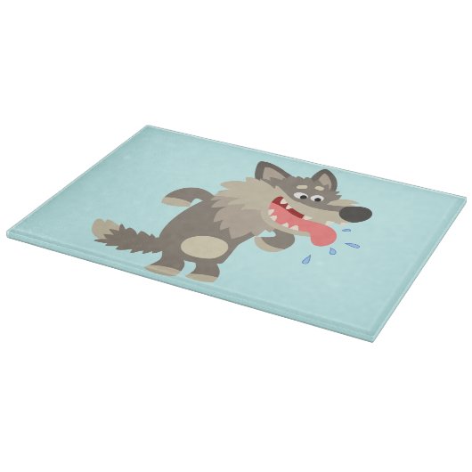 Cute Famated Cartoon Wolf Cutting Board Snijplank (Hoek)