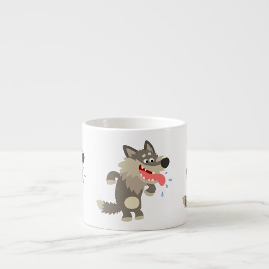 Cute Famated Cartoon Wolf Espresso Mok (Voorkant)