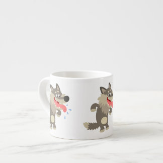 Cute Famated Cartoon Wolf Espresso Mok