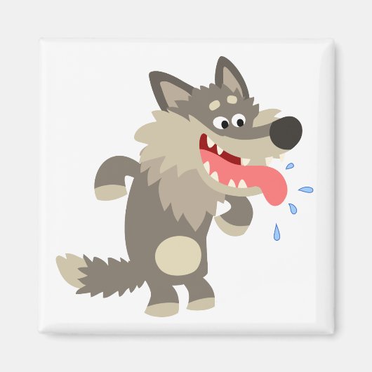 Cute Famated Cartoon Wolf Magnet (Voorkant)