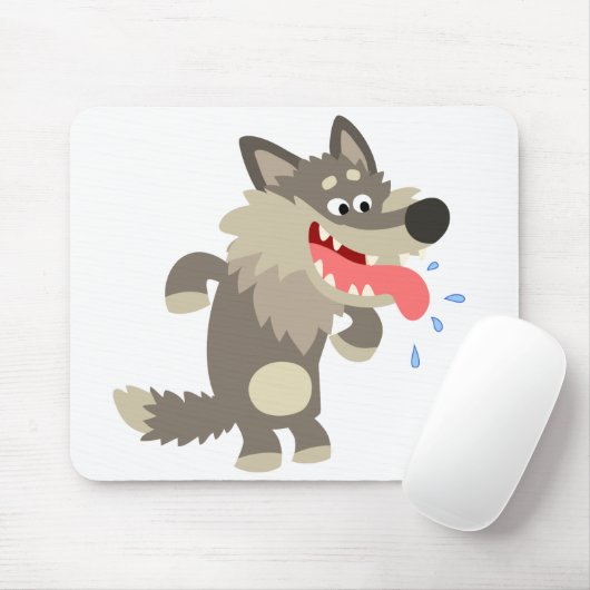 Cute Famated Cartoon Wolf Mousepad Muismat (Met muis)