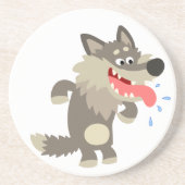 Cute Famated Cartoon Wolf Onderzetter (Voorkant)