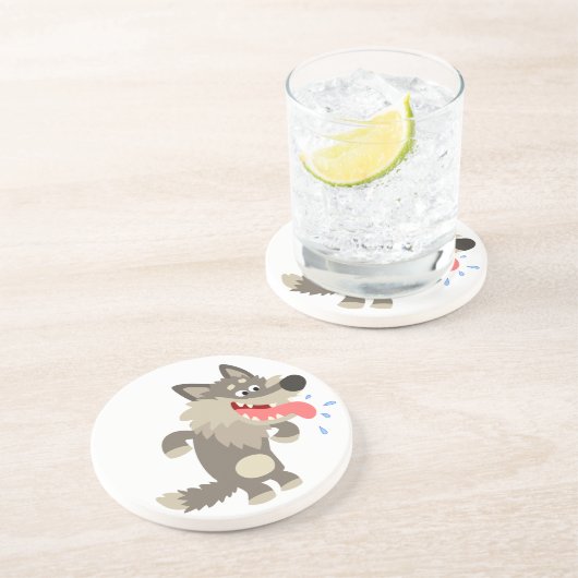 Cute Famated Cartoon Wolf Onderzetter (Zijkant)