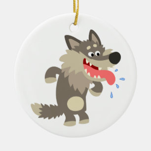 Cute Famated Cartoon Wolf Ornament