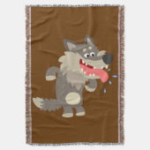 Cute Famated Cartoon Wolf Throw Blanket Deken (Voorkant Verticaal)