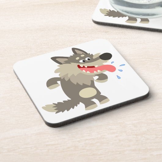 Cute Famed Cartoon Wolf Onderzetters Set (Linkerzijde)