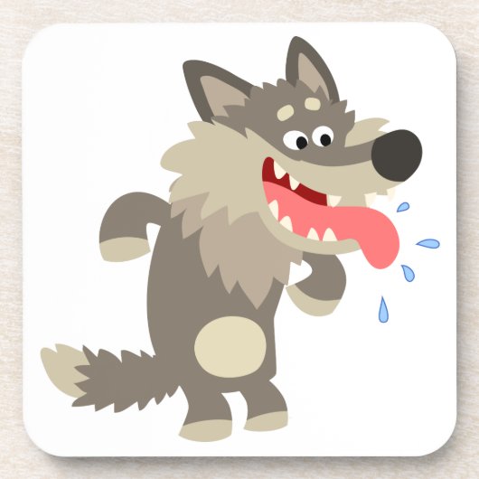 Cute Famed Cartoon Wolf Onderzetters Set (Voorkant)