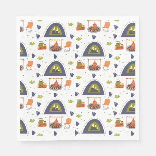 Cute family camping bonfire & tent servet (Voorkant)