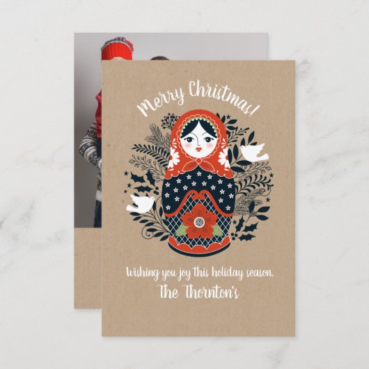 Cute Family-fotokerstkaart Kaart (Voorkant / Achterkant)