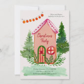 Cute Family House Christmas Party Kaart (Voorkant)
