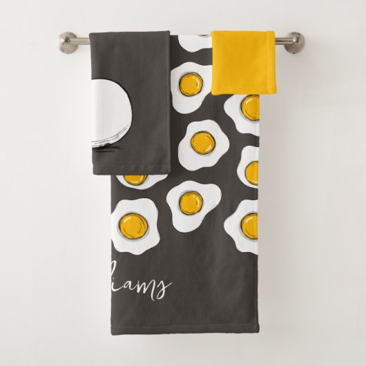 Cute Family Name Fried Eggs Pattern Breakfast  Bad Handdoek (Insitu)