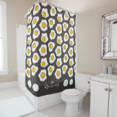 Cute Family Name Fried Eggs Pattern Breakfast  Douchegordijn (In situ)