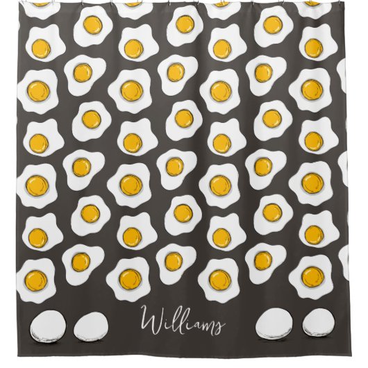 Cute Family Name Fried Eggs Pattern Breakfast Douchegordijn (Voorkant)