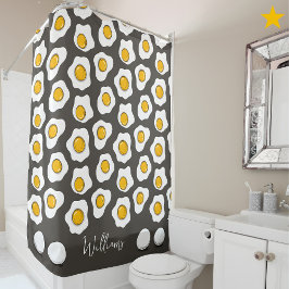 Cute Family Name Fried Eggs Pattern Breakfast  Douchegordijn
