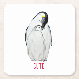 Cute family of emperor pinguins T-Shirt Kartonnen Onderzetters