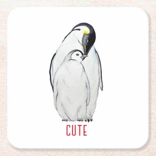 Cute family of emperor pinguins T-Shirt Kartonnen Onderzetters (Voorkant)
