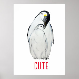 Cute family of emperor pinguins T-Shirt Poster
