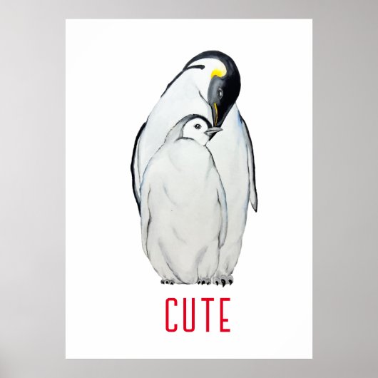 Cute family of emperor pinguins T-Shirt Poster (Voorkant)