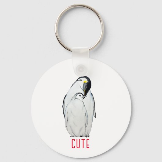 Cute family of emperor pinguins T-Shirt Sleutelhanger (Voorkant)