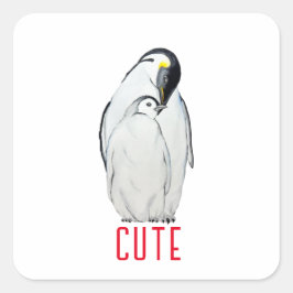 Cute family of emperor pinguins T-Shirt Vierkante Sticker