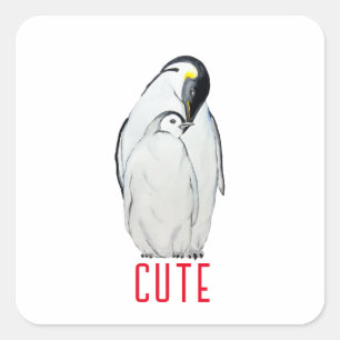 Cute family of emperor pinguins T-Shirt Vierkante Sticker