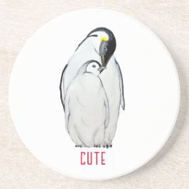 Cute family of emperor pinguins T-Shirt Zandsteen Onderzetter