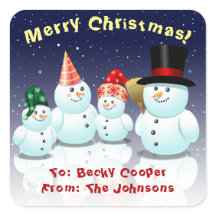 Cute Family of Snowmen Cartoon