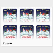 Cute Family of Snowmen Cartoon Vierkante Sticker (Vel)