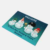 Cute Family of Snowmen Deurmat (Schuin)