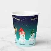Cute Family of Snowmen Papieren Bekers (Links)