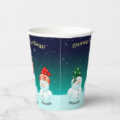 Cute Family of Snowmen Papieren Bekers (Rechts)