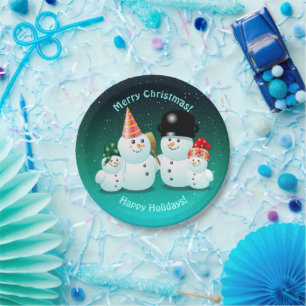 Cute Family of Snowmen Papieren Bordje